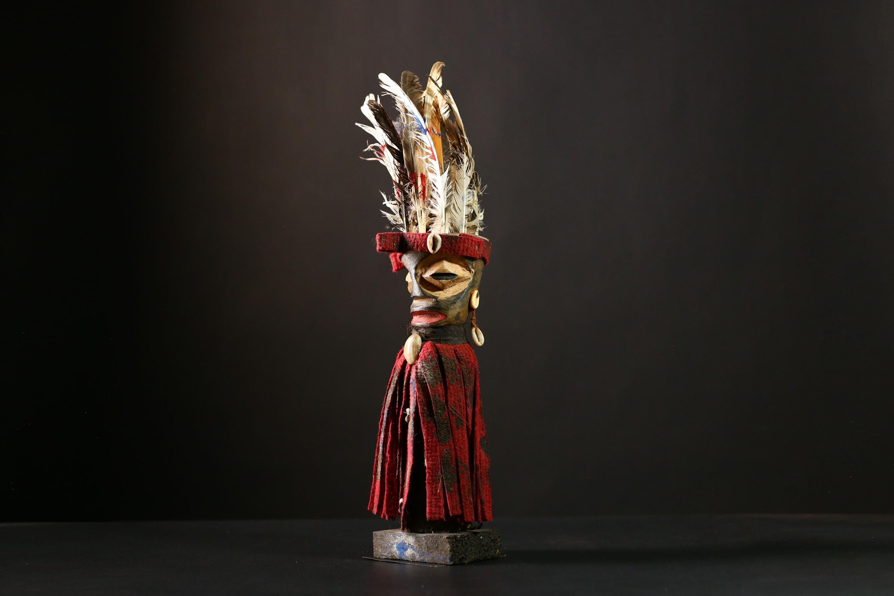 African Nkisi Nkondi Statue Tribal Nail Fetish Power Figure Wood Carving-G4199