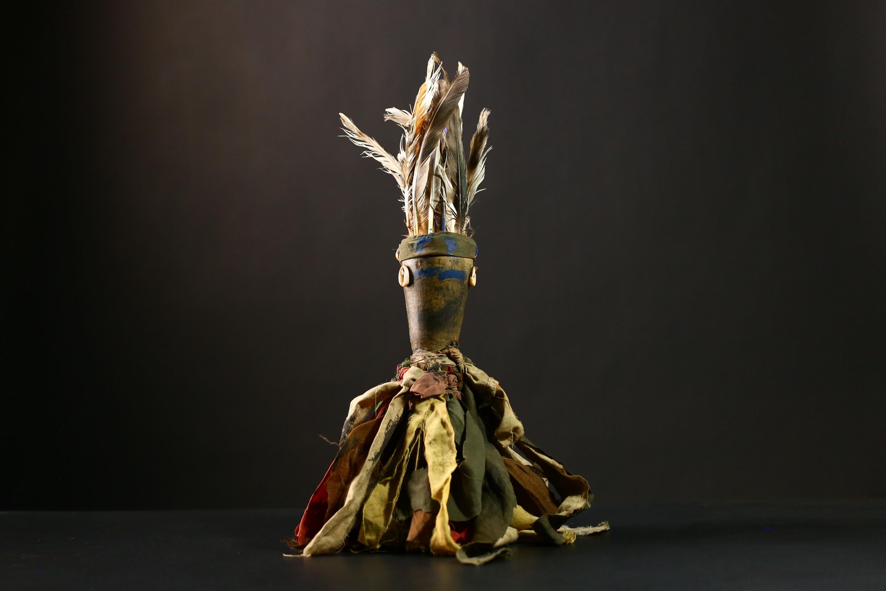 African Nkondi Statue Voodoo Vintage Tribal Collectible Shaman Sculpture Decor-G4205