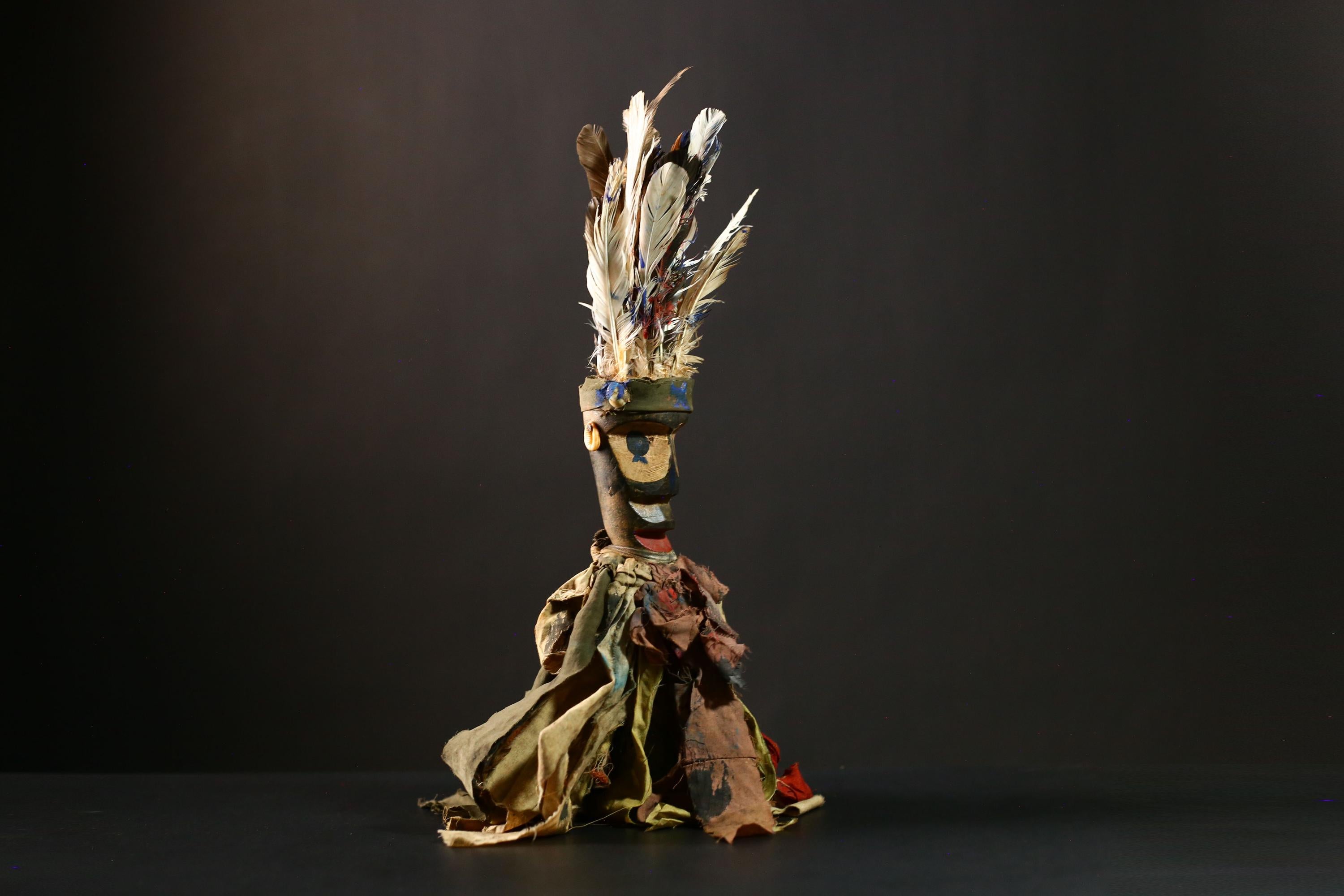 African Nkondi Statue Voodoo Vintage Tribal Collectible Shaman Sculpture Decor-G4205