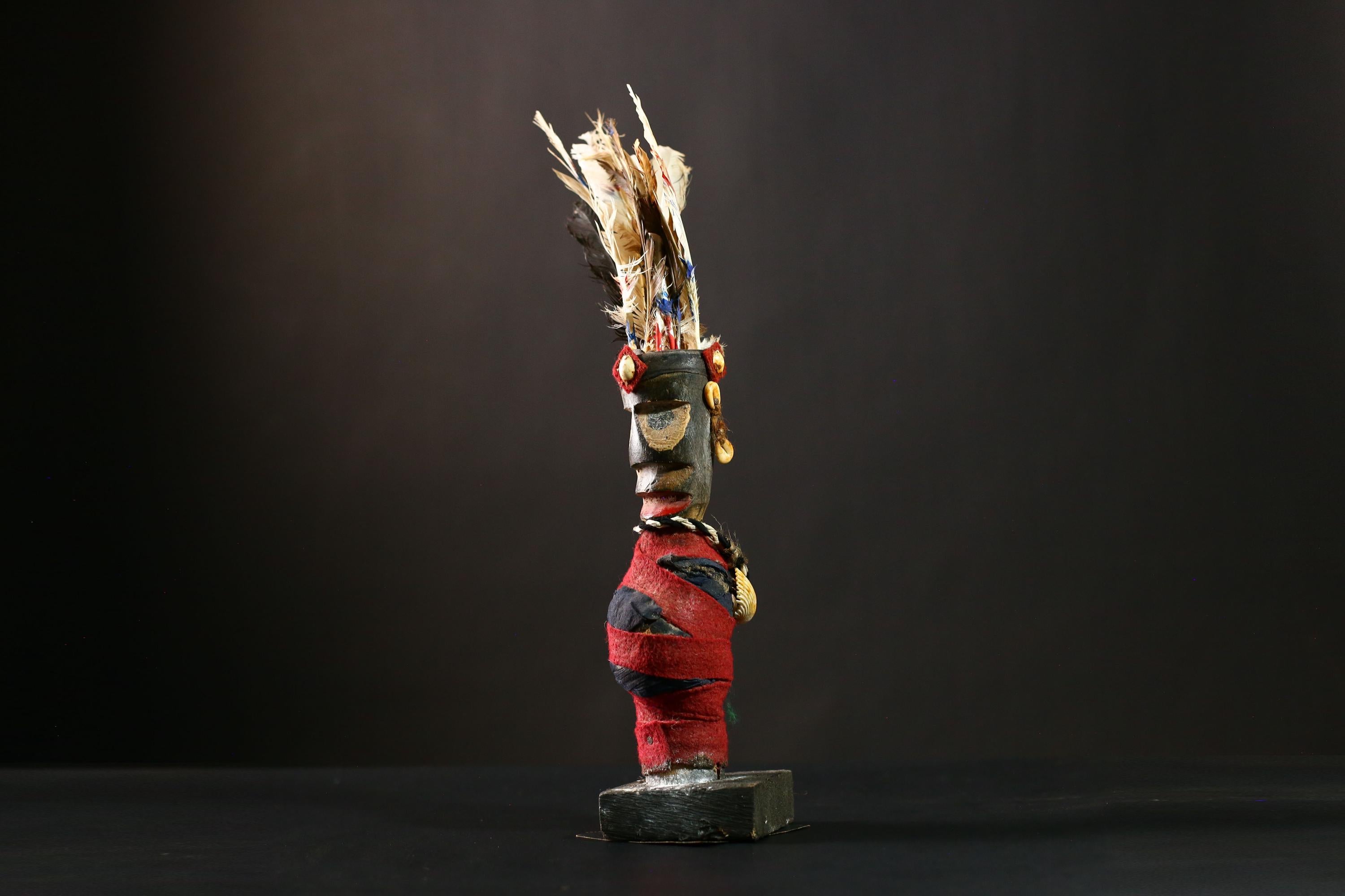 African Vintage Nkisi Nkondi Statue - African Collectible Voodoo Doll Art-G4201