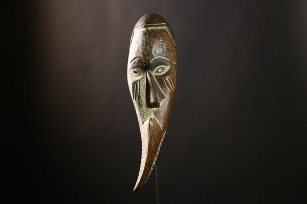 Africa Igbo Mask, Hand Carved Tribal Face Art, Vintage Wall Hanging Decor, Unique African Sculpture, Ethnic Home Decor for Collectors-9444