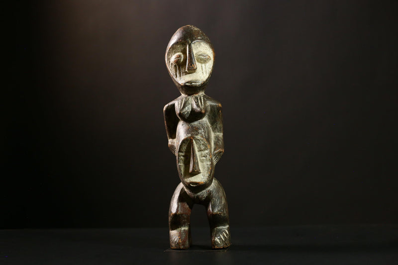 African Lega Figure, Hand-Carved Wooden Tribal Statue, Unique Sakimatwematwe Art, Ethnic Decor, Collectible Sculpture for Your Home-6540