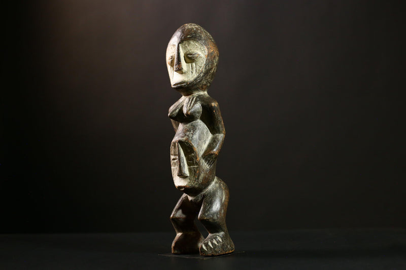 African Lega Figure, Hand-Carved Wooden Tribal Statue, Unique Sakimatwematwe Art, Ethnic Decor, Collectible Sculpture for Your Home-6540