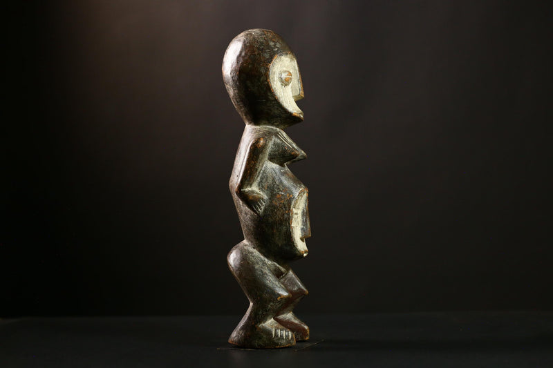 African Lega Figure, Hand-Carved Wooden Tribal Statue, Unique Sakimatwematwe Art, Ethnic Decor, Collectible Sculpture for Your Home-6540