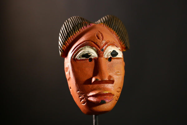 African Mask Baule Antiques, Vintage Guro Tribal Face Art, Handcrafted Wood Decor Piece, Unique Wall Hanging, Ethnic Collectible Art-8120