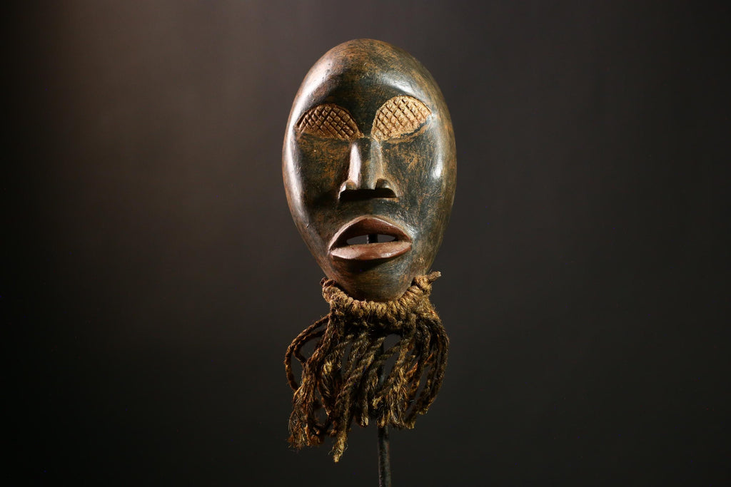 African Dan Mask, Antique Tribal Face Art, Handcrafted Wooden Home Decor, Unique Wall Hanging, Ethnic Decoration, Collectible Sculpture-8123
