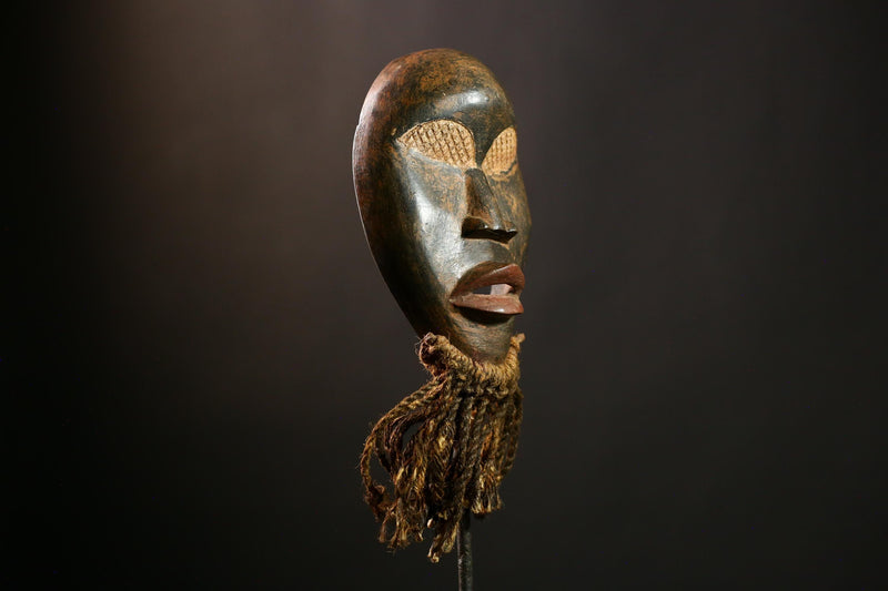 African Dan Mask, Antique Tribal Face Art, Handcrafted Wooden Home Decor, Unique Wall Hanging, Ethnic Decoration, Collectible Sculpture-8123