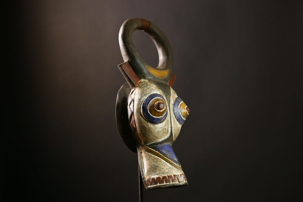African Bobo Bush Cow Mask, Hand-Carved Wooden Art, Unique Burkina Faso Decor, Ethnic Collectible Sculpture, Stunning Wall Art Piece- 6581