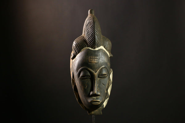 African Baule Tribal Wood Mask, Handcrafted Wall Art, Unique Home Decor -G1854