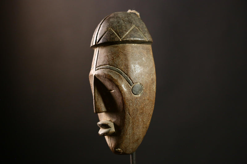 African Bapende Mask, Hand-Carved Tribal Art, Fringed Dance Mask, Congo-3412