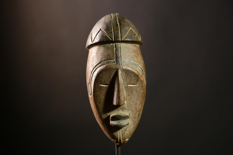 African Bapende Mask, Hand-Carved Tribal Art, Fringed Dance Mask, Congo-3412