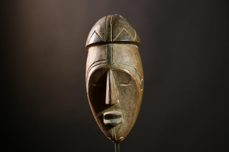 African Bapende Mask, Hand-Carved Tribal Art, Fringed Dance Mask, Congo-3412