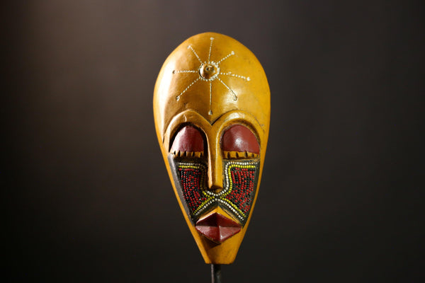 African Hand Carved and Painted African Mask from Ghana Wall Décor-3409