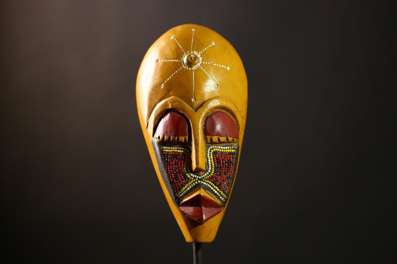 African Hand Carved and Painted African Mask from Ghana Wall Décor-3409