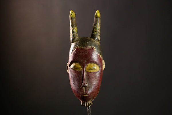 African Yaure Mask, Authentic Antique Face Mask, Vintage Wood Decor-9373