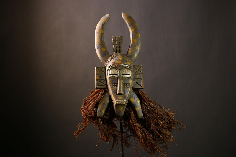 African Senufo Mask | Handcrafted Wooden Art | Tribal Wall Hanging Decor | Authentic Folk Display | Ethnic African Mask Collection-G4467