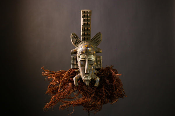 African Hand Carved Senufo Mask | Unique Wood Folk | Tribal Wall Hanging Decor | Authentic Ethnic Home Display | Cultural Mask Piece-G4466