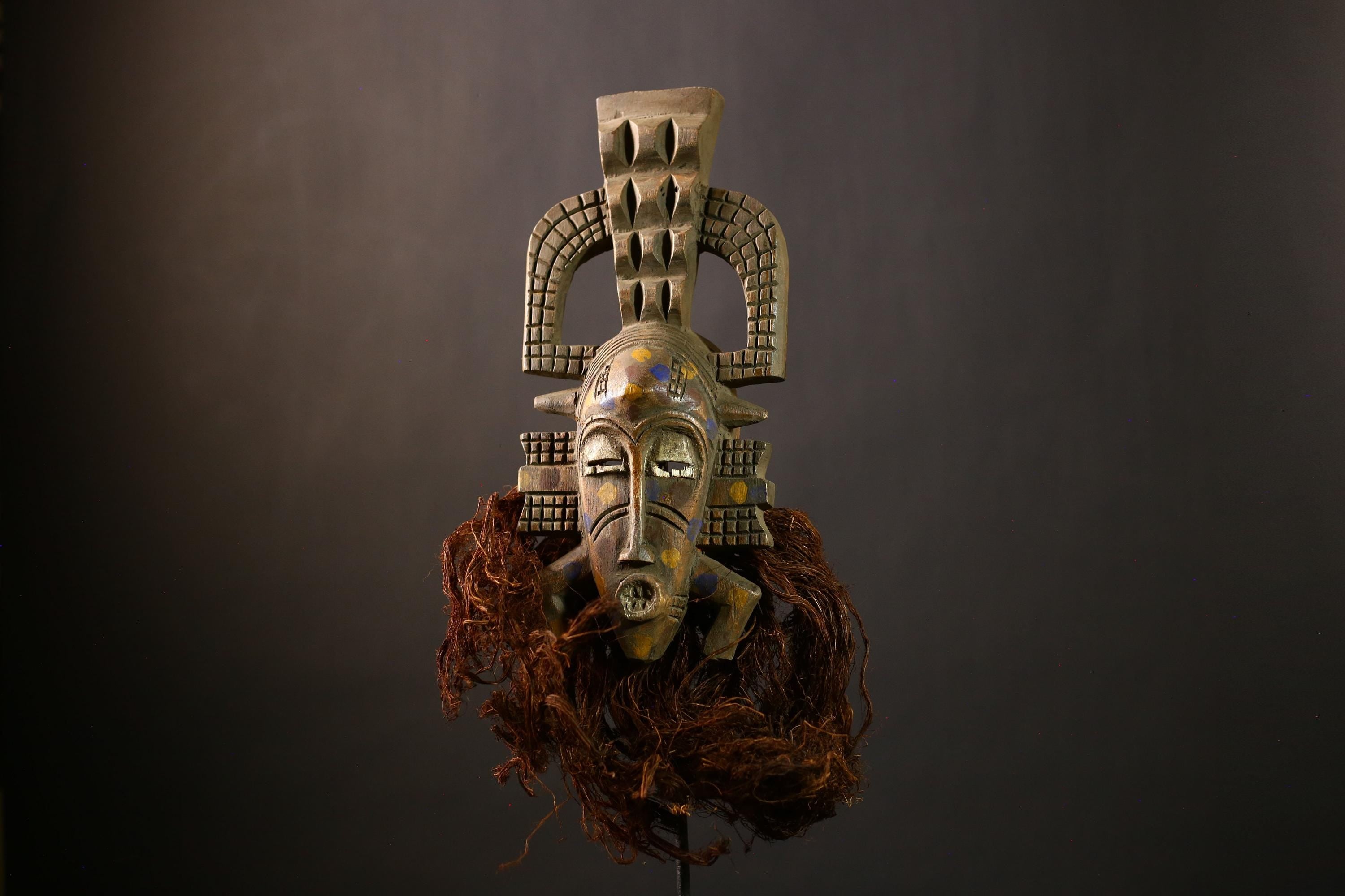 African Senufo Mask | Hand Carved Wooden Art | Tribal Folk Decor | Unique Wall Hanging Piece | Authentic Ethnic Home Display-G4464