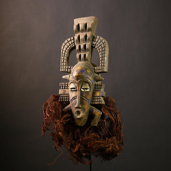 African Senufo Mask | Hand Carved Wooden Art | Tribal Folk Decor | Unique Wall Hanging Piece | Authentic Ethnic Home Display-G4464