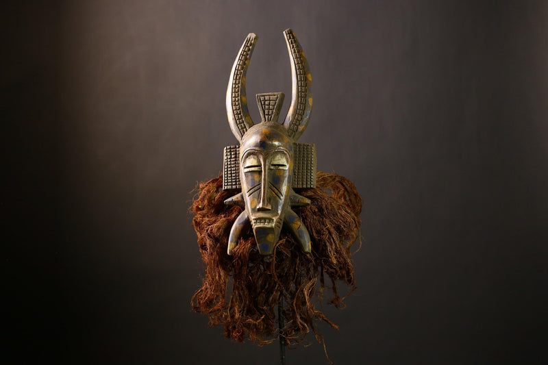 African Senufo Mask | Wall Art Decor | Handcrafted Tribal Sculpture | Unique Kalao Art Piece | Ethnic Home Decoration Mask-G4462