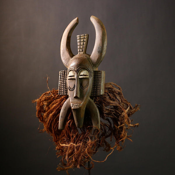 Senufo Tribe Face Mask | African Vintage Wood Decor | Authentic Tribal Home Art | Unique Wall Hanging | Cultural Mask Display Piece-G4461