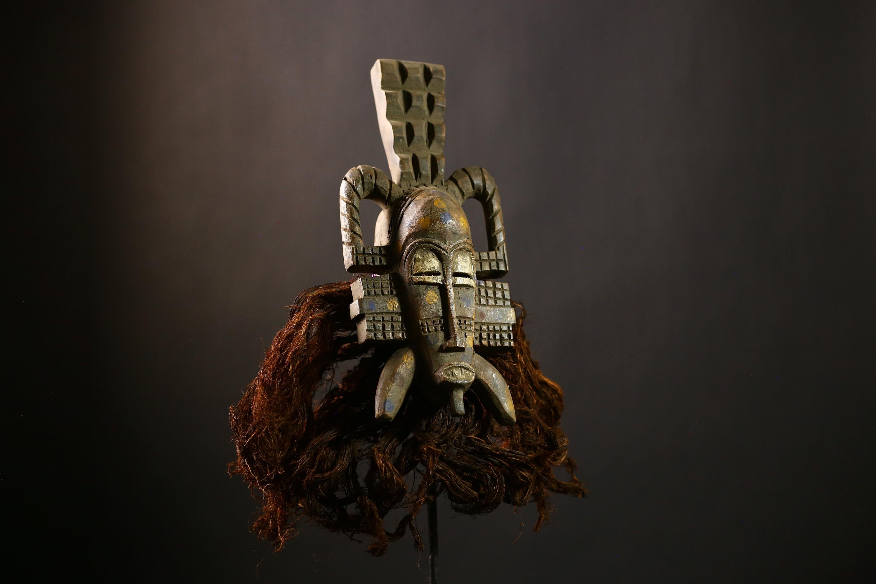 African Vintage Senufo Mask | Handcrafted Wood Art | Tribal Face Decor | Unique Home Decoration | Cultural Ethnic Wall Art Piece-G4459