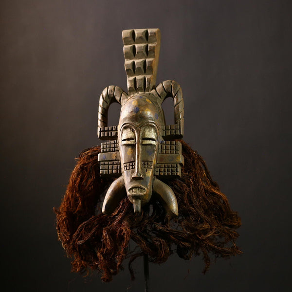 African Vintage Senufo Mask | Handcrafted Wood Art | Tribal Face Decor | Unique Home Decoration | Cultural Ethnic Wall Art Piece-G4459