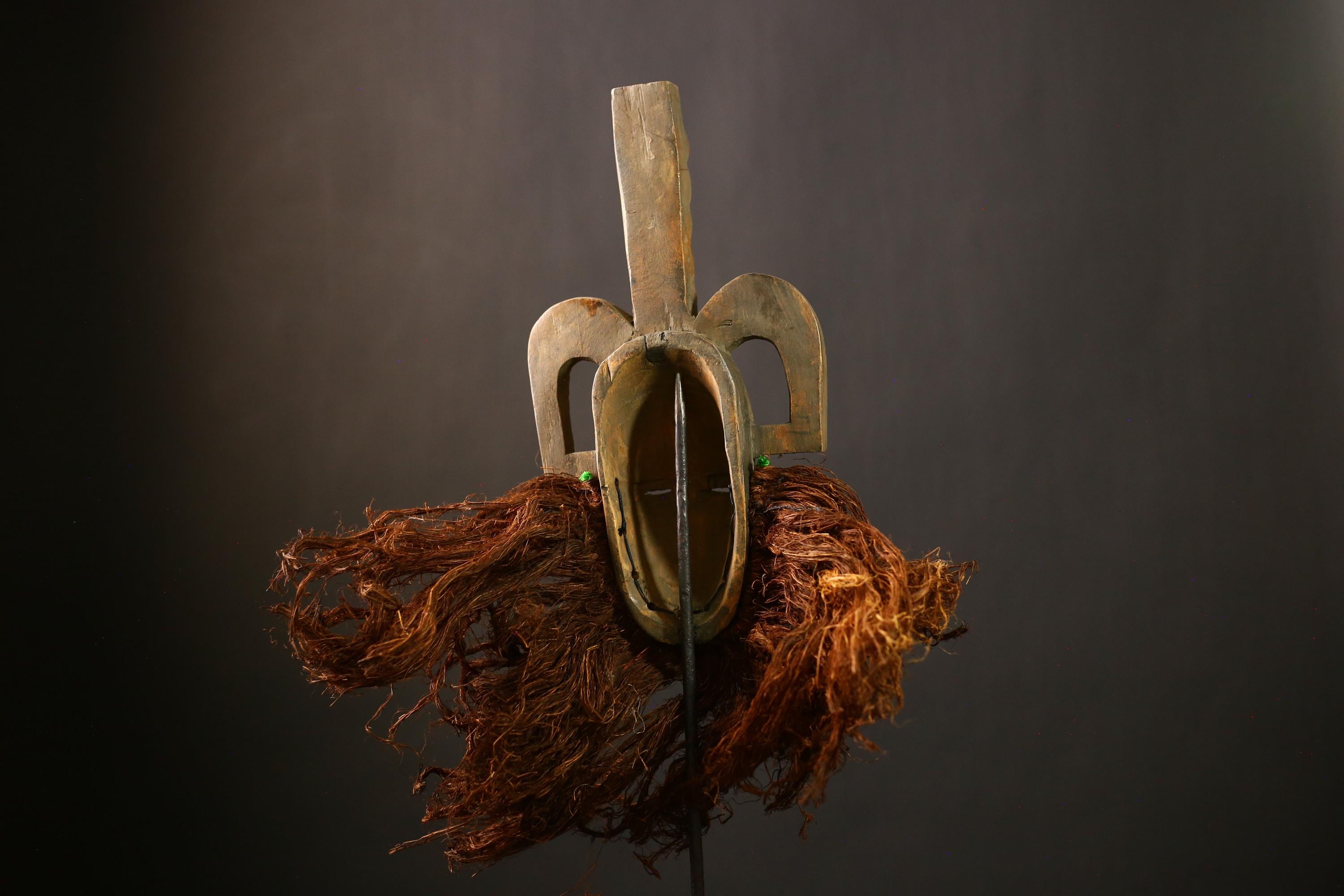African Vintage Senufo Mask | Unique Wood Art Decor | Authentic Tribal Face Mask | Cultural Home Decoration | Handcrafted Ethnic Art -G4456