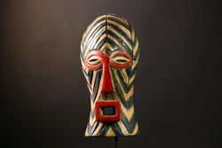 African Songye Mask, Handcrafted Wood Wall Art, Unique Congo Decor -G4239