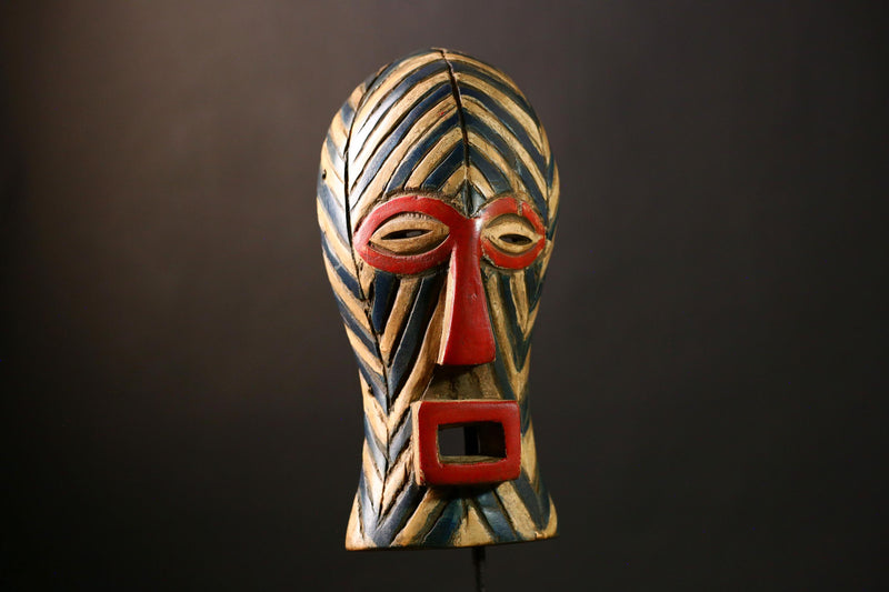 African Songye Mask, Handcrafted Wood Wall Art, Unique Congo Decor -G4239