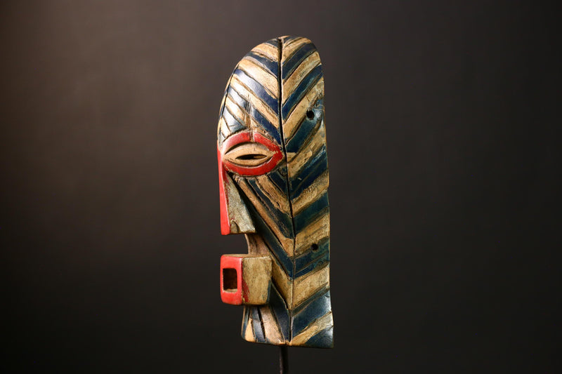 African Songye Mask, Handcrafted Wood Wall Art, Unique Congo Decor -G4239