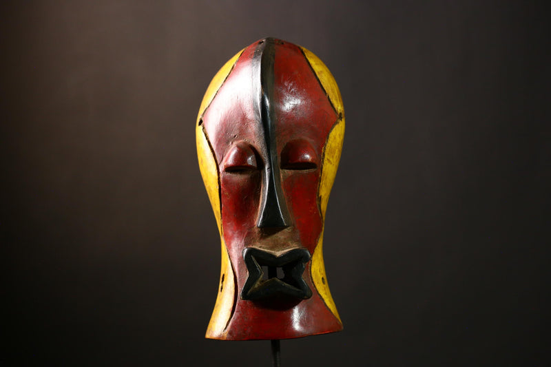 African Songye Mask, Handcrafted Wooden Art, Wall Decor for Collectors-G4237