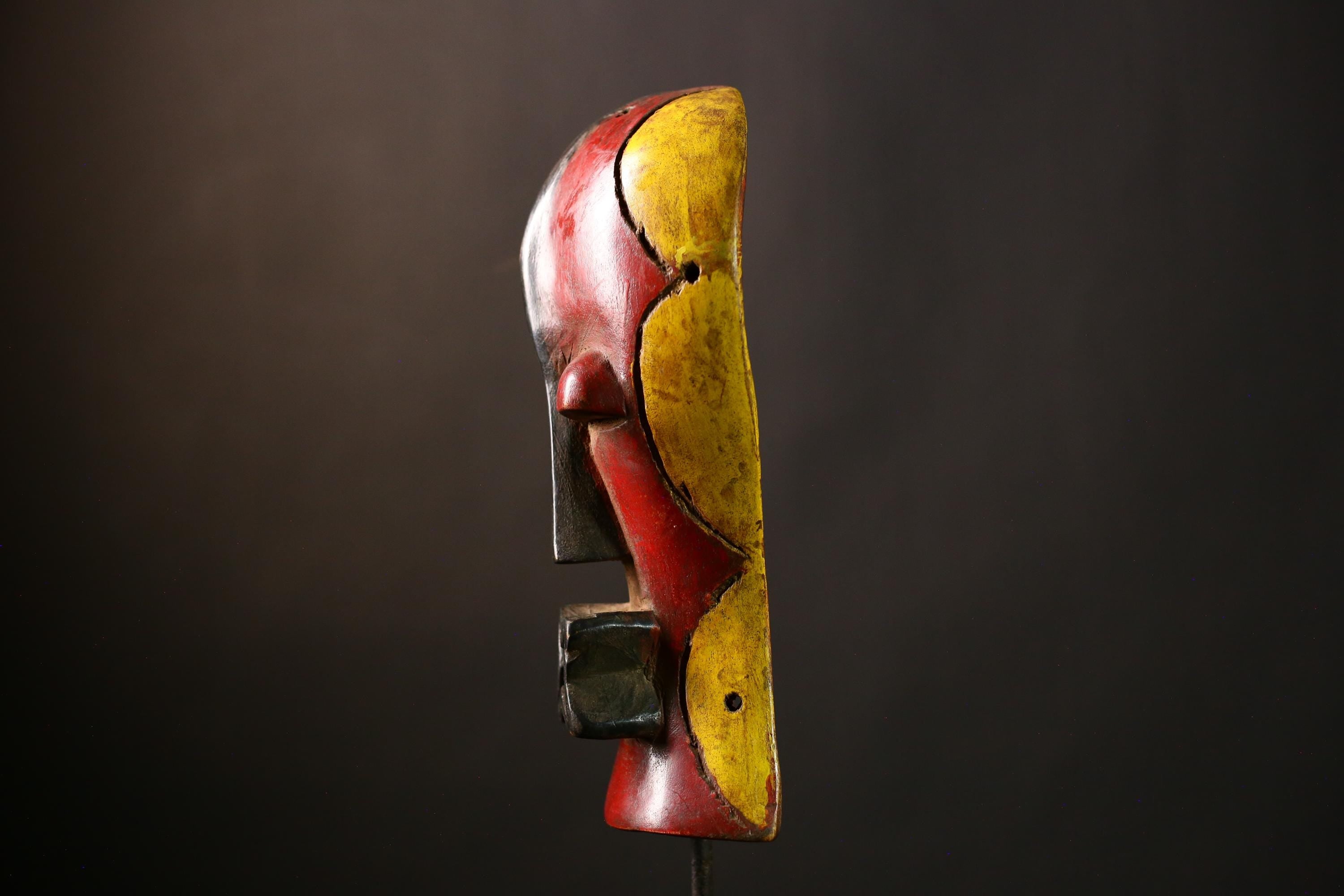 African Songye Mask, Handcrafted Wooden Art, Wall Decor for Collectors-G4237