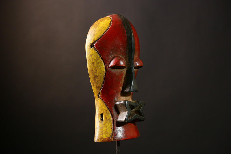 African Songye Mask, Handcrafted Wooden Art, Wall Decor for Collectors-G4237