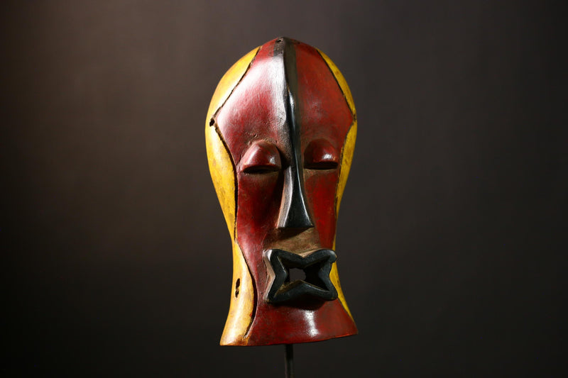 African Songye Mask, Handcrafted Wooden Art, Wall Decor for Collectors-G4237