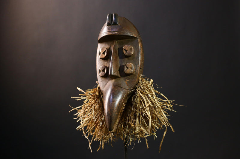 African Grebo Mask, Hand-Carved Wooden Tribal Art, Unique Home Decor-G4233