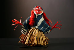 African Doll Kachina Figure with Grass Skirt Ritual Dancing Folk Unique -G4253