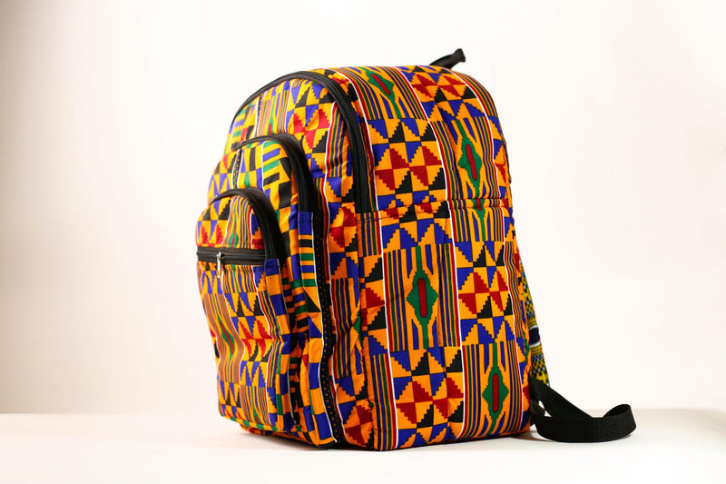 African Hand African Kente Cloth Backpacks Bright Assorted Pattern Styles-G4250