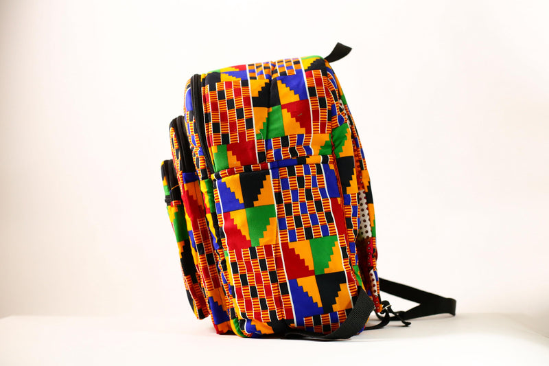 African Hand African Kente Cloth Backpacks Bright Assorted Pattern Styles SIZE(CM): 42.5/34.5-G4249