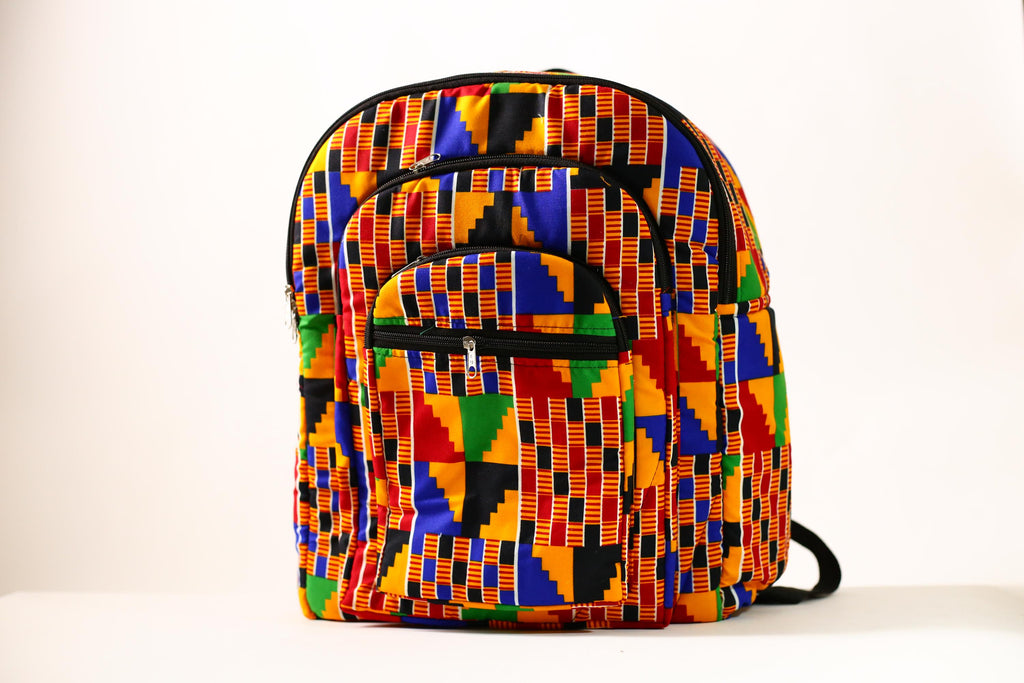 African Hand African Kente Cloth Backpacks Bright Assorted Pattern Styles SIZE(CM): 42.5/34.5-G4249