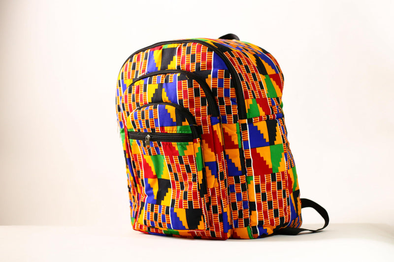 African Hand African Kente Cloth Backpacks Bright Assorted Pattern Styles SIZE(CM): 42.5/34.5-G4249