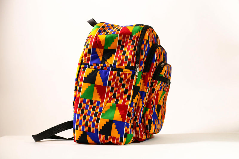 African Hand African Kente Cloth Backpacks Bright Assorted Pattern Styles SIZE(CM): 42.5/34.5-G4249