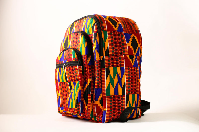 African Bright Kente Cloth Backpacks Handmade Assorted Pattern SIZE(CM): 44/34 Styles-G4248