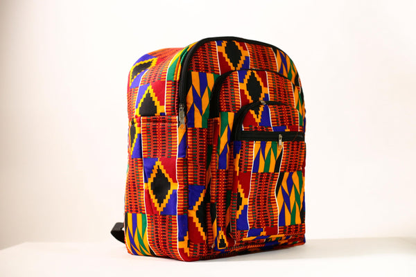 African Bright Kente Cloth Backpacks Handmade Assorted Pattern SIZE(CM): 44/34 Styles-G4248