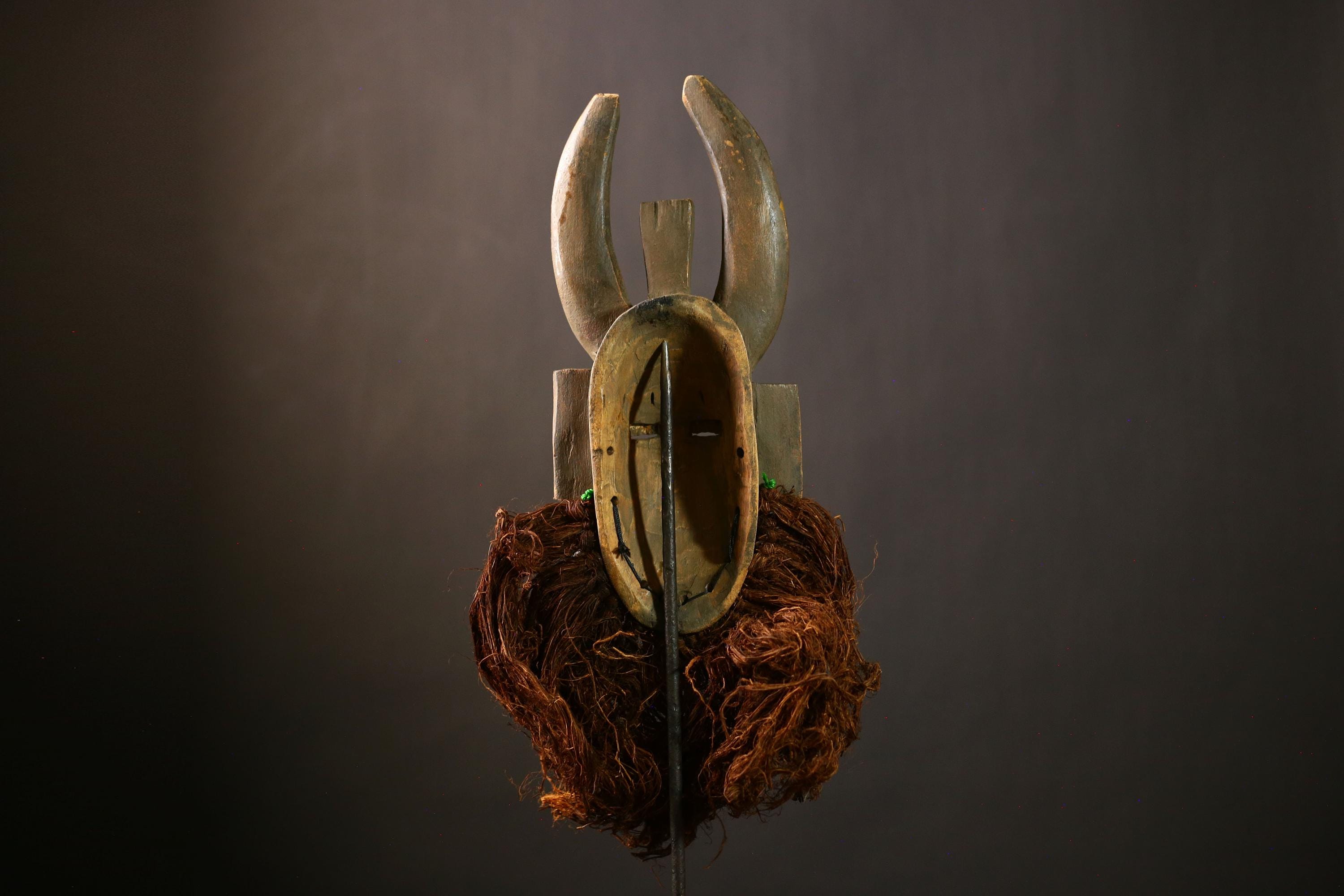 Hand Carved African Mask | Vintage Guro Wooden Art | Unique Tribal Wall Decoration | Authentic Cultural Mask Display | Home Decor -G4469