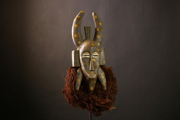 Hand Carved African Mask | Vintage Guro Wooden Art | Unique Tribal Wall Decoration | Authentic Cultural Mask Display | Home Decor -G4469