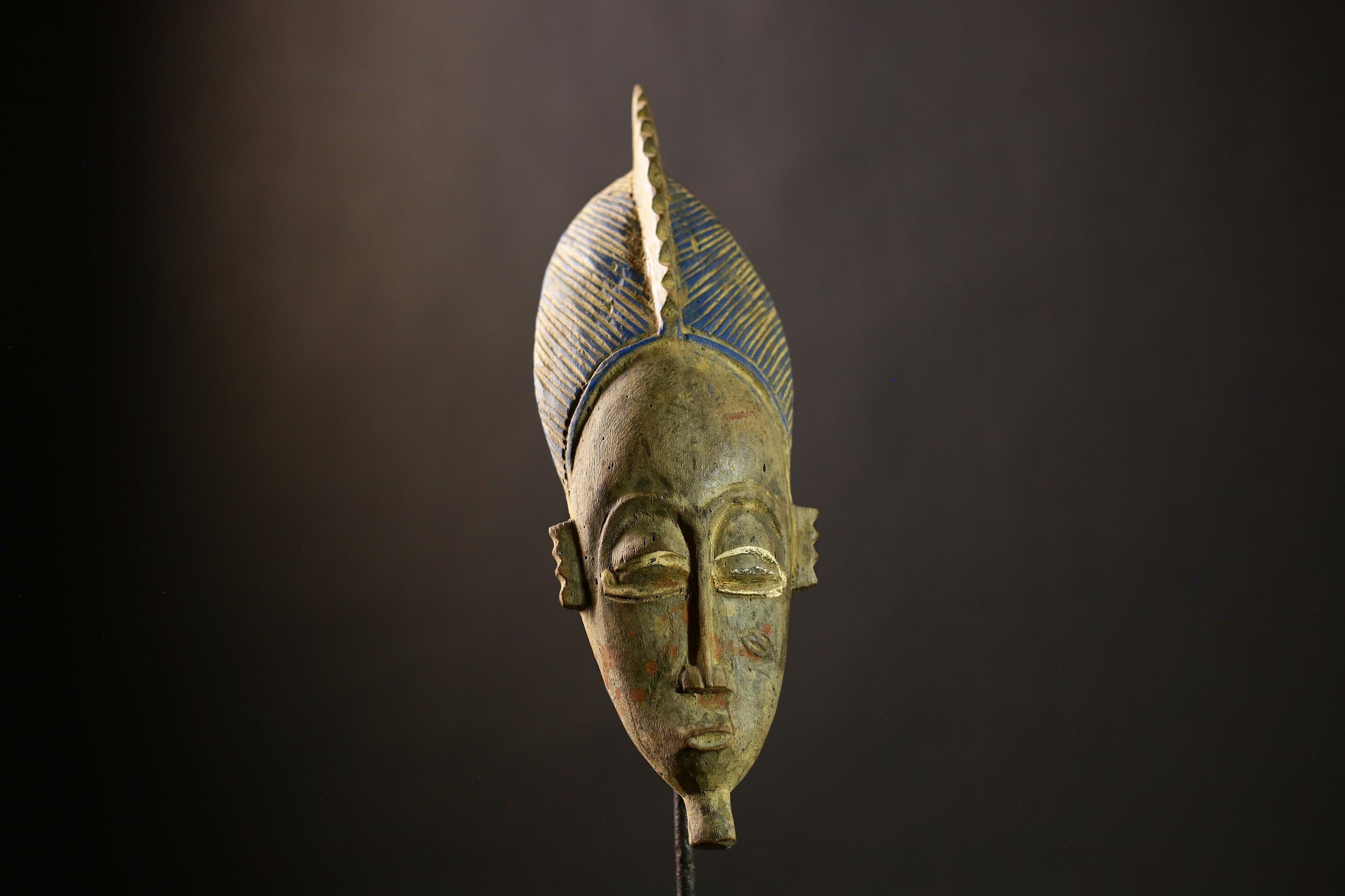 Vintage African Baule Mask | Tribal Wood Carved Art | Unique Wall Decor | Handmade Ethnic Mask | Collectible Home Accent | Gifts -4800
