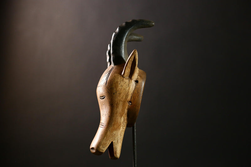 African Antelope Guro Mask White Sculpture | Unique Burkina Faso Home Decor | Artisan Collectible for African Art Lovers & Decorators-G4289