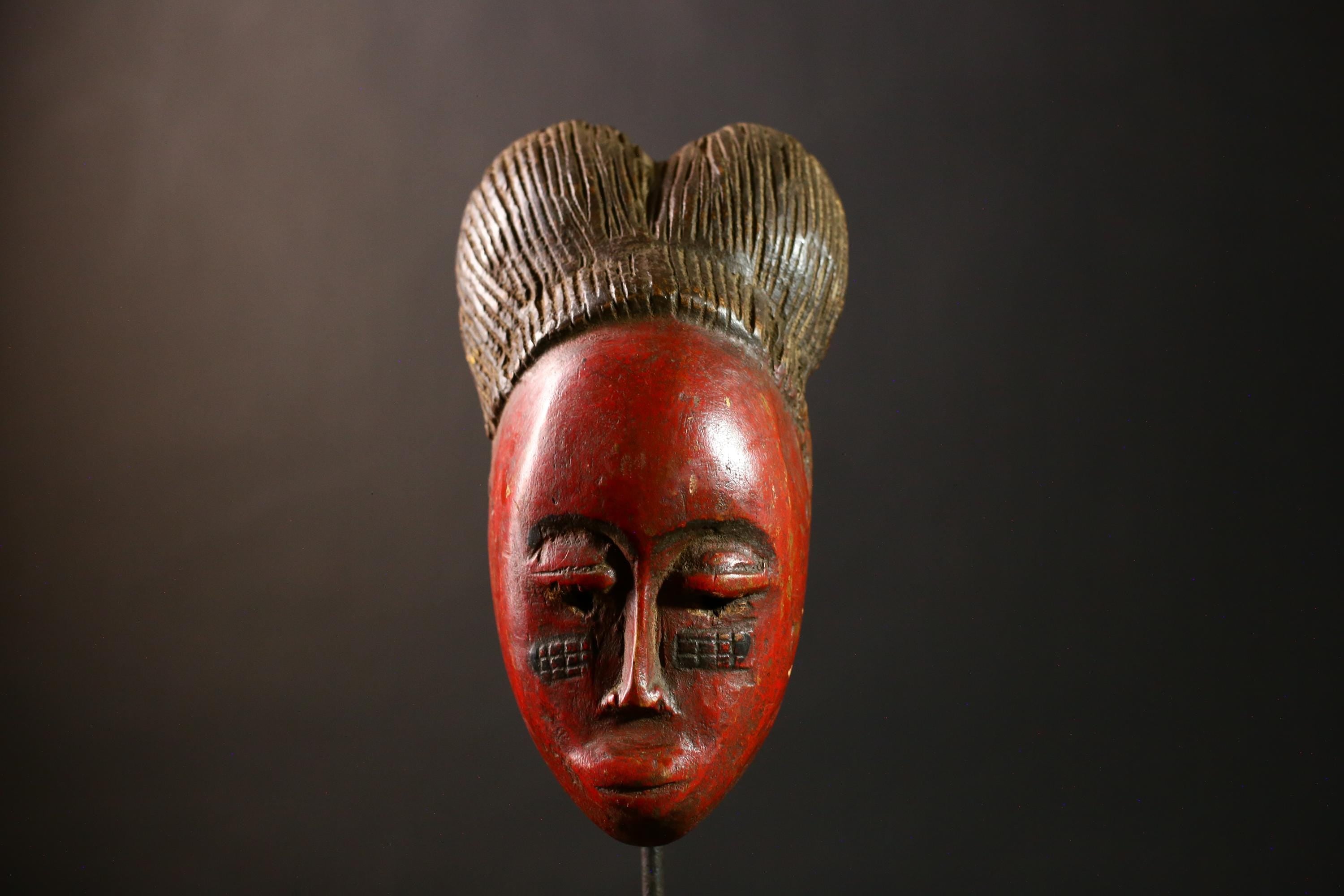 African Red Decor Tribal Baule Wall Hanging Masks Home Decor for Walls-G4288