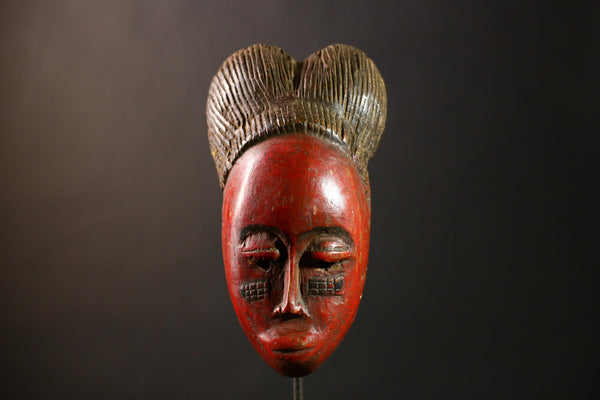 African Red Decor Tribal Baule Wall Hanging Masks Home Decor for Walls-G4288